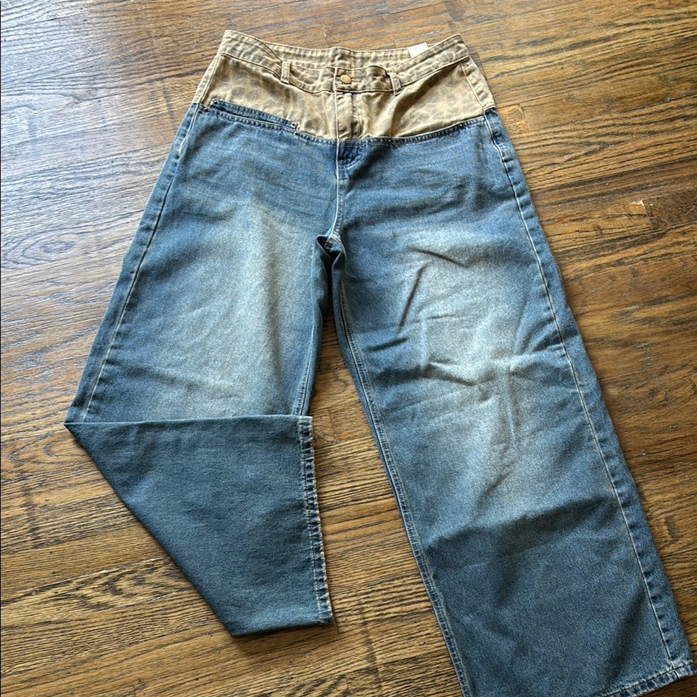 Two-Tone Denim Jeans